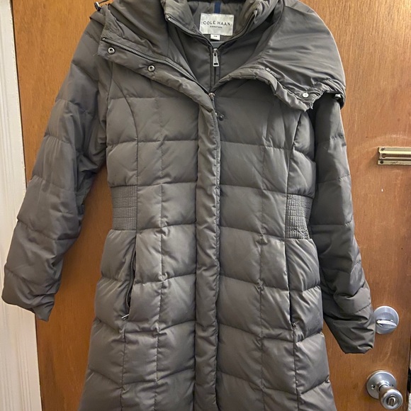 long fitted puffer coat
